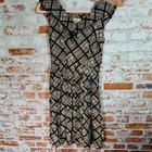 Jack Squire Plaid Dress Womens 1950s Vtg Black Tan Geometric Smocked Rockabilly