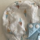 Ice Cream   Blue Checked Short Brim Reversible Baby Sun Bonnet