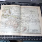 Pacific Oceania Australia 1910 s Wall Art Map Folded Handiwork Plants Animals