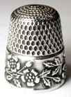 Antique Baird-north Co  Sterling Silver Thimble     wild Roses     C1810s