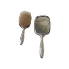 Antique Vanity Set Mirror And Brush Early 900 Silver 800 Chiseled