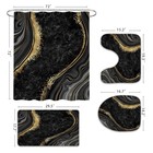 4 Pcs Black Marble Shower Curtain Sets With Rugs Gold Bathroom Sets With Show   