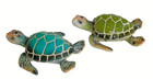 Two Sea Turtle Figurines 3 25  Long Textured Polystone Green And Aqua Home Decor