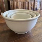 Rare Set 3 Gibson China Farmhouse Heavy Ceramic Nesting Mixing Bowls Plain Cream