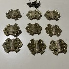 9 Antique Vintage Brass Plated Steel  Butterfly Cabinet Hinges  2    X 2 5   