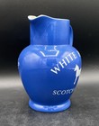 Vintage White Horse Scotch Whisky Blue Water Jug Pitcher Kirkham Pottery England