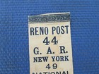 Antique Civil War Union Veteran Gar Convention Ribbon  Reno Post