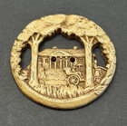 Antique Vintage Scarce Extra-large Burwood House  Carriage   Trees Button  s31 