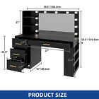 Black Makeup Vanity Desk With Mirror   3 Color Modes Adjustable Brightness Table