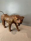 Vintage Leather Wrapped Leopard Figurine Leopard Jaguar Spotted Figurine