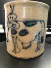 Rare Rinny  ancram N y   Stoneware Berry Colander Cobalt Blue Cow