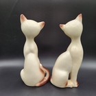 Vtg Kitsch Siamese Kitty Cat Figurines Napco   Japan Ceramic Blue Eyes Lashes 