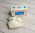Vintage Baby Leather Crib Shoes Infant Size 2 3 White High Top 1970 s