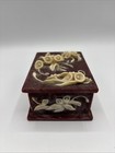 Vintage Genuine Incolay Stone  Made In The Usa  Hinged  Lined Trinket Box