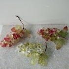 Vtg Mcm Lucite Grape Cluster Faceted Pink   Yellow  Plastic Leaf Mint