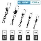 200pcs Fishing Rolling Ball Bearing Barrel Swivel With Safety Snap Connector    