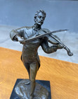 Bronze Statue Violinist Figurine Composer Sculpture Violin Player Milo Musician