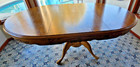 Solid Oak 48  Round Pedestal Dining Table Hand Carved Stored Leaf Extends To 70 