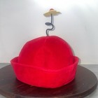 Vintage Minnie Mouse Adult Hat Walt Disney World Red Velvet Cap Yellow Flower