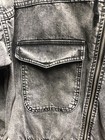 Boohoo Blue Hooded Bomber Jacket Size 2 Gray Stonewash Full Zip Pockets Nwt