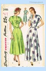 1940s Vintage Simplicity Sewing Pattern 2486 Lovely Misses Dress Size 38 Bust