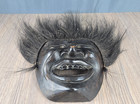 Large Smiling Mask W Real Horse Hair  Wood Carved Indonesia - Africa   19  X 21 
