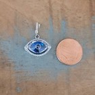 925 Sterling Silver White Blue Cz Evil Eye Lucky Protection Pendant Necklace