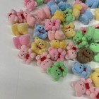 Vtg Mini Flocked Bears Lot Of 56 Pastel Colors Crafting Decorating 