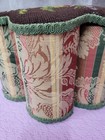Vintage Needlepoint Footstool Floral Fireside Stool Clover Shape Cottage Decor
