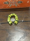 10 Old Millefiori African Trade Beads Green Yellow Chevron - Perfection