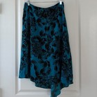 Worthington Asymmetrical Blue And Black Print Cinched Waist Midi Skirt Size 8