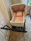 Vintage Early 1900   s Wicker Baby Carriage Stroller Coach Wicker Wood Metal
