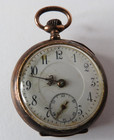 Antique Swiss  800 Solid Silver Case Pocket Watch Pin Set 30mm For Parts
