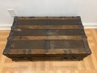 Vintage Wood Steamer Trunk Chest Coffee Table Storage Box Antique Decor Brown Pa