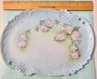 Vintage 3 Piece Hand Painted Vanity dresser Set Pretty Color - Muted Pink Roses 