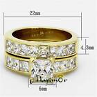 Stunning Stainless Steel Princess Cut Cz 14k Gp Wedding Ring Set Women s Sz 5-11