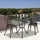 3 Piece Cast Aluminum Dining Furniture Set Outdoor Bistro Table   Chairs Outdoor