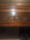 Antique Dark Wood Fireplace Mantel With Mirror And Ornate Carvings