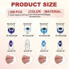 200 Pcs 6mm Resin Flat Round Evil Eye Bead  White light Blue blue bright Blue