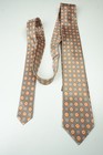 Brioni Silk Fossil Gray Tangerine Orange Floral Standard Tie Made In Italy New