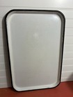 Vintage Porcelain Enamel Ware Metal Utility Tray White Black Rim 19 25 X 12 75 