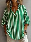 2026 Striped Long Sleeve Pullover Blouse Loose Crewneck Top