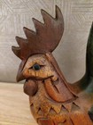 Vtg Hand Carved Wooden Rooster Thailand Folk Art Country Decor Vintage