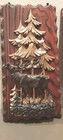 Vintage Pair Of West German Wall Plaques Wood With Copper Metal Elk And Ram