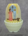 Vintage Fenton Uranium Glass Custard 5    Fairy Lamp Kids Looking Window Glows