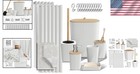 Complete 22pc White Bathroom Set  Shower Curtain  Rugs   Essential Accessories