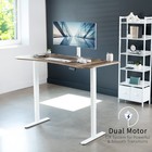 Vivo Electric 63    X 32    Stand Up Desk  Reclaimed Wood Table Top  White Frame
