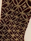 Tahari Home Velvet Beaded Burgundy   Gold 18   christmas Holiday Stocking