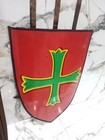 Medieval Knight Templar Heater Shield Green Cross Battle Armor Crusader