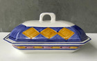 Vietri Italy Hand Painted Ceramic Covered Vegetable Bowl Vintage 1990 s